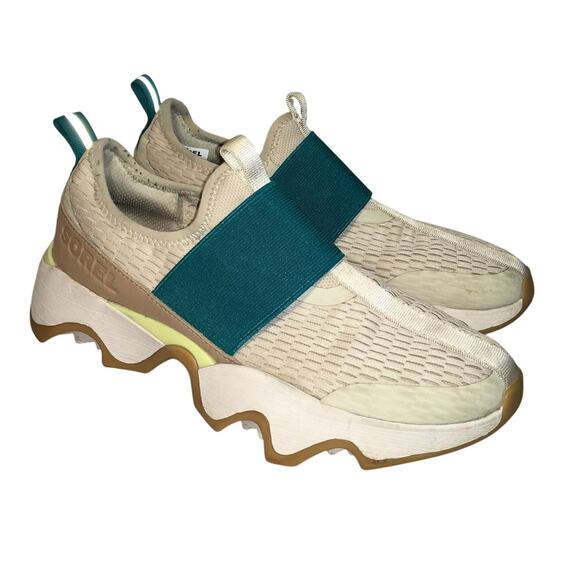 Sorel Kinetic Impact II Strap Sneaker Tan Teal Womens 7 Slip On Athleisure GORP - Picture 1 of 10